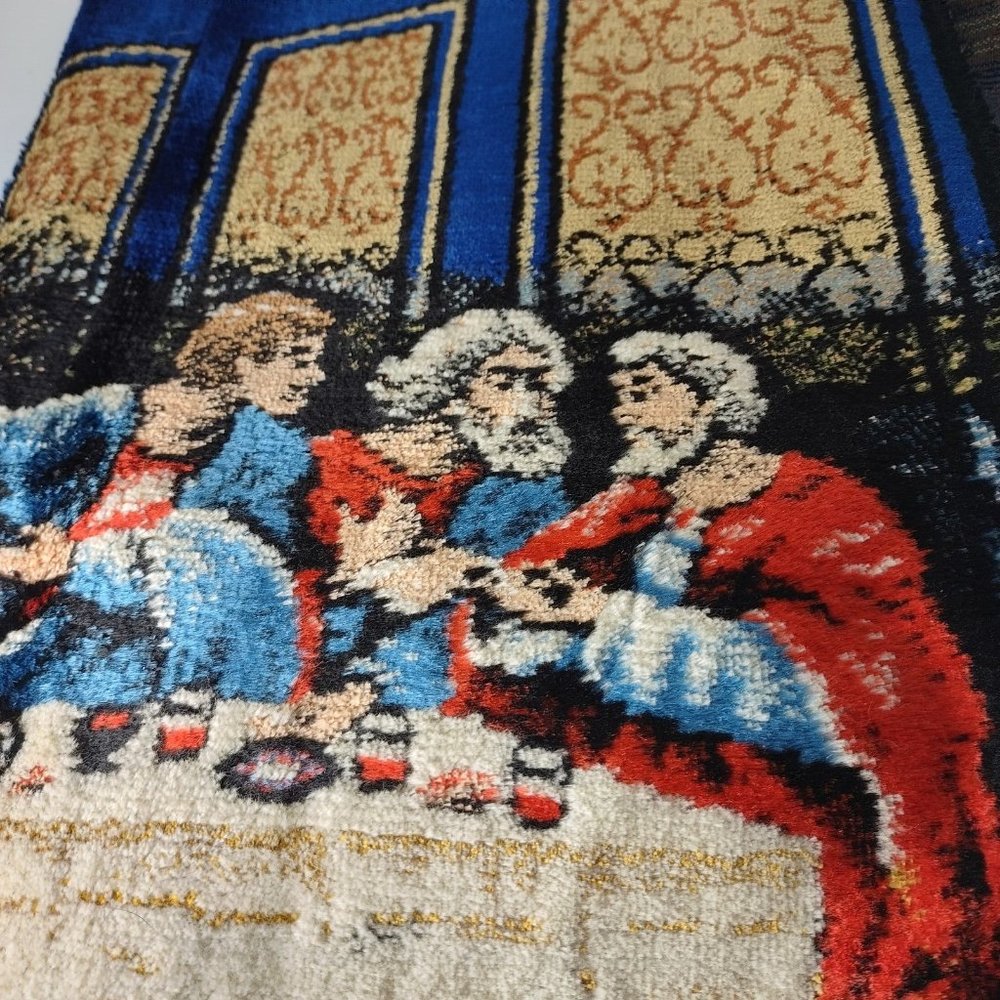 VTG 32x19 Runner Tapestry Italian Rayon Waste Cotton RT CO NY Last Supper 13379 - Picture 4 of 7